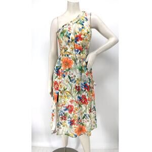 Dress The Population Floral One Shoulder Midi Dress Size S Cut Out